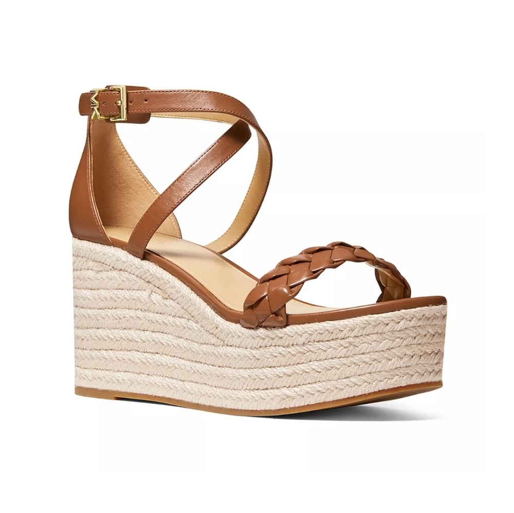 NEW Serena Wedge Espadrille Plarform Sandals, Size 6.5, Color Tan/Brown